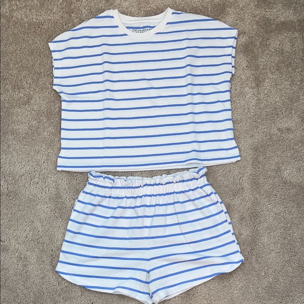 Primark Kids Blue and White Striped Pajama Set